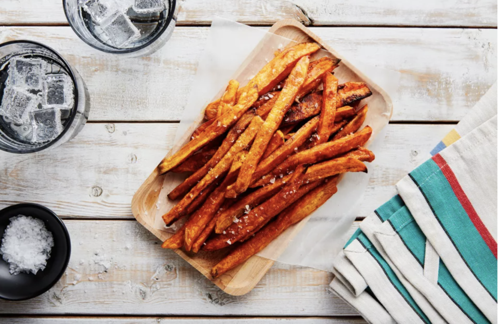 healthy eating, sweet potato fries, veggie burgers 