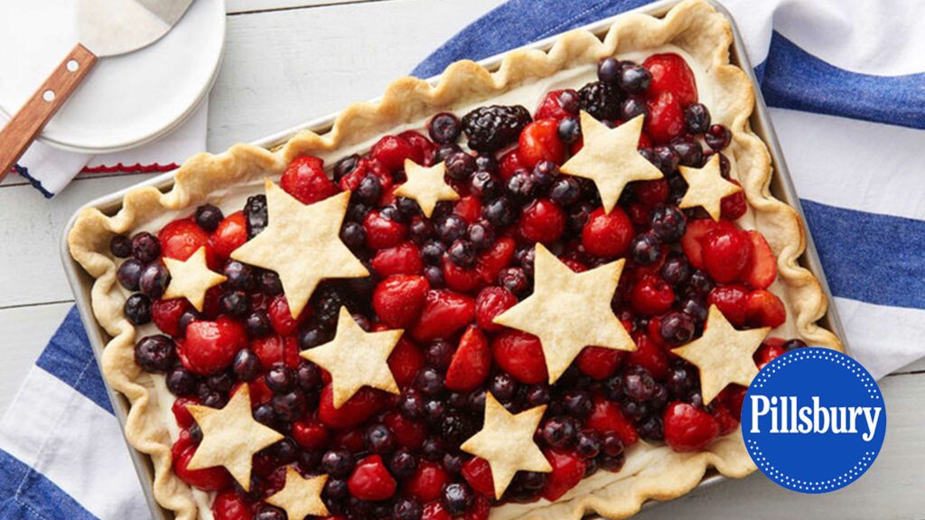 Star-Spangled Red, White & Blue Slab Pie, 4th of july recipe, 