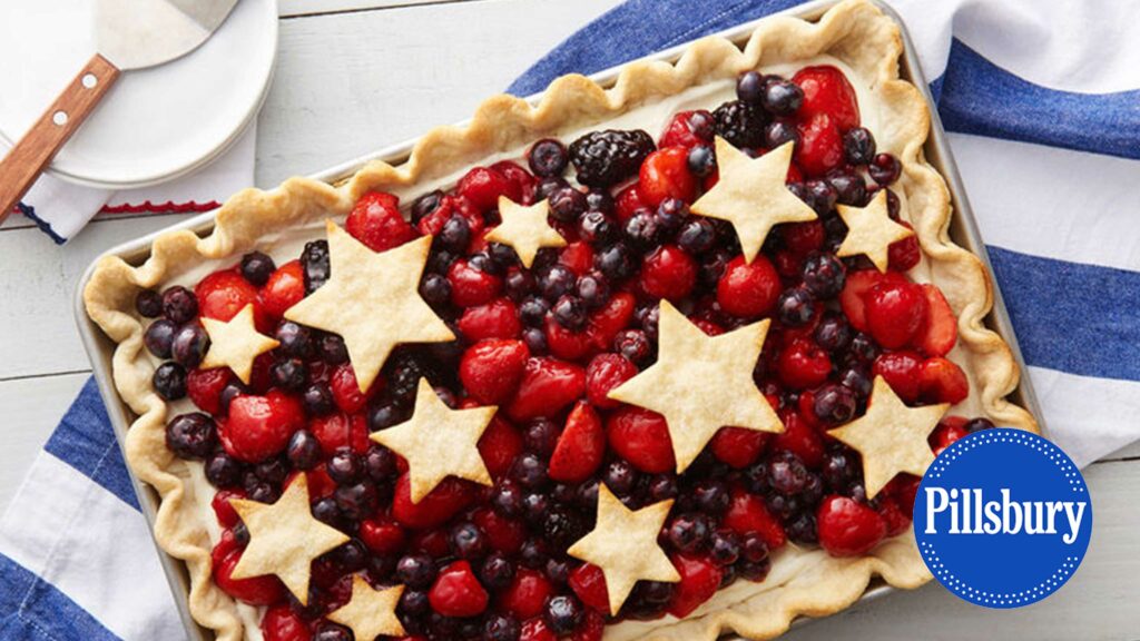 Star-Spangled Red, White & Blue Slab Pie, 4th of july recipe,