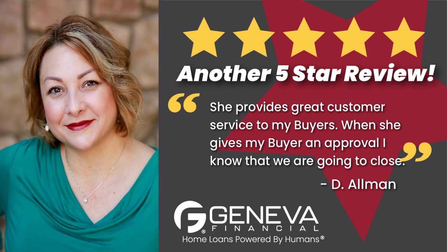 5 Star Review for Holly Sanders Geneva Financial Home Loans, Arizona