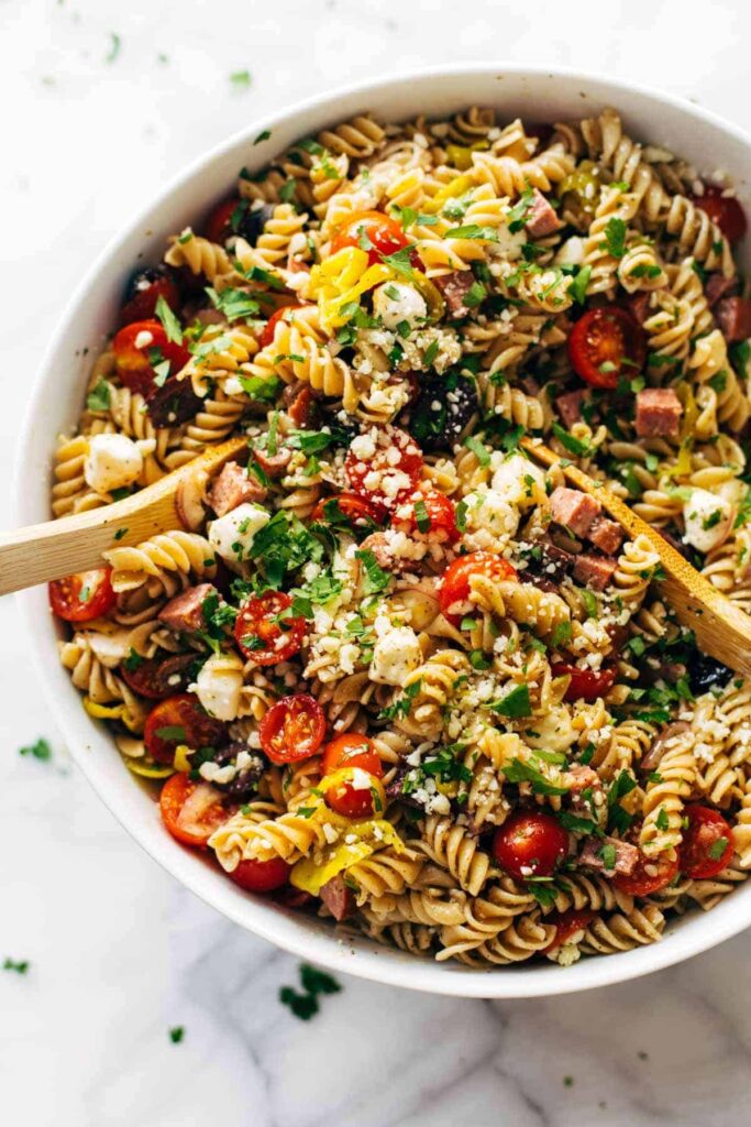 easy pasta salad recipe, pinch of yum, school lunch ideas