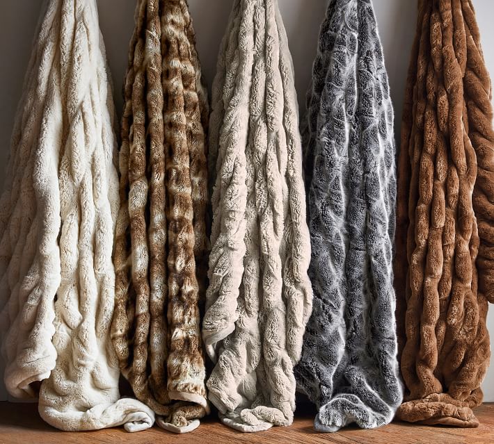 Faux Fur Ruched Throws