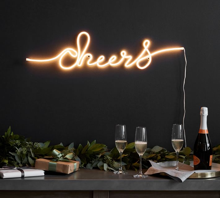 holiday lighting, cheers, neon lighting,