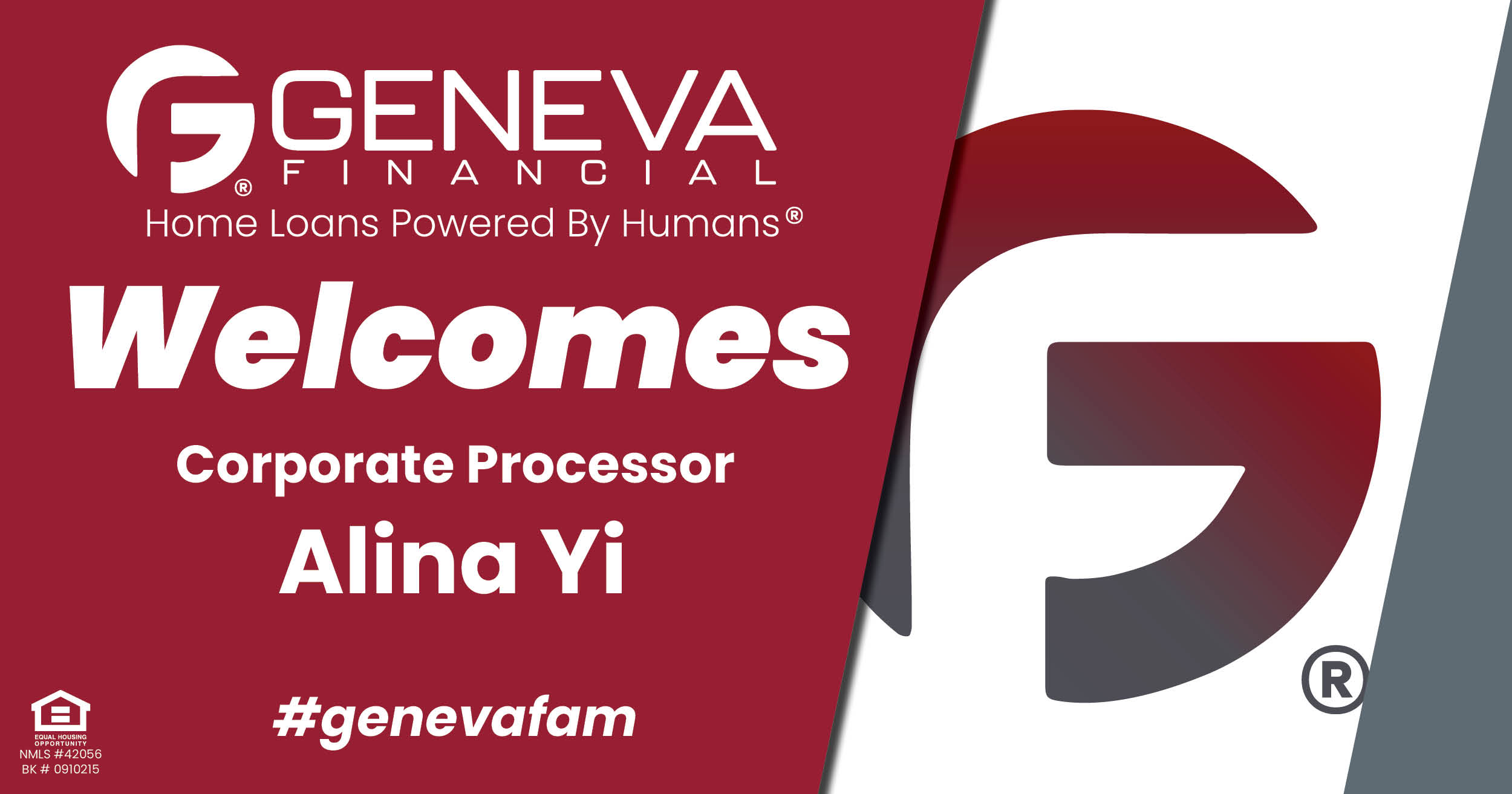 Geneva Financial Welcomes New Processor Alina Yi to Geneva Corporate, Chandler, AZ – Home Loans Powered by Humans®.