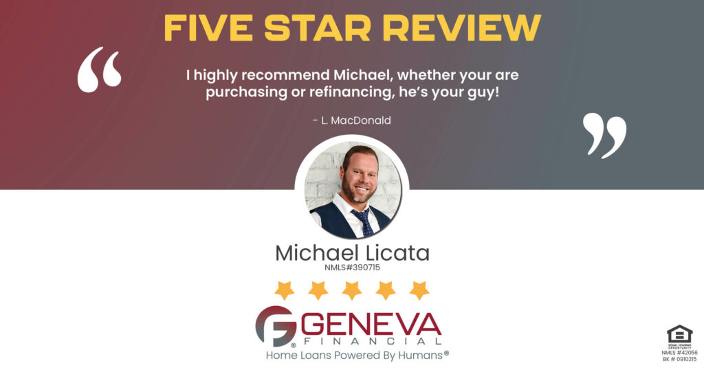 5 Star Review for Michael Licata, Licensed Mortgage Loan Officer with Geneva Financial, Springfield, Missouri – Home Loans Powered by Humans®.
