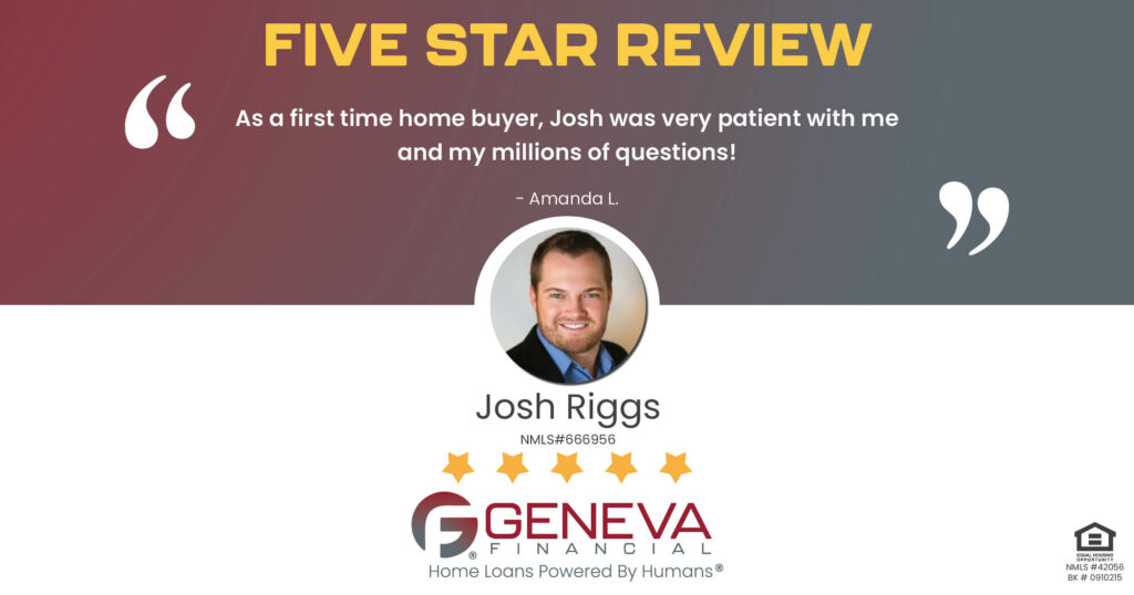 5 Star Review for Josh Riggs, Licensed Mortgage Loan Officer with Geneva Financial, San Diego, California – Home Loans Powered by Humans®.