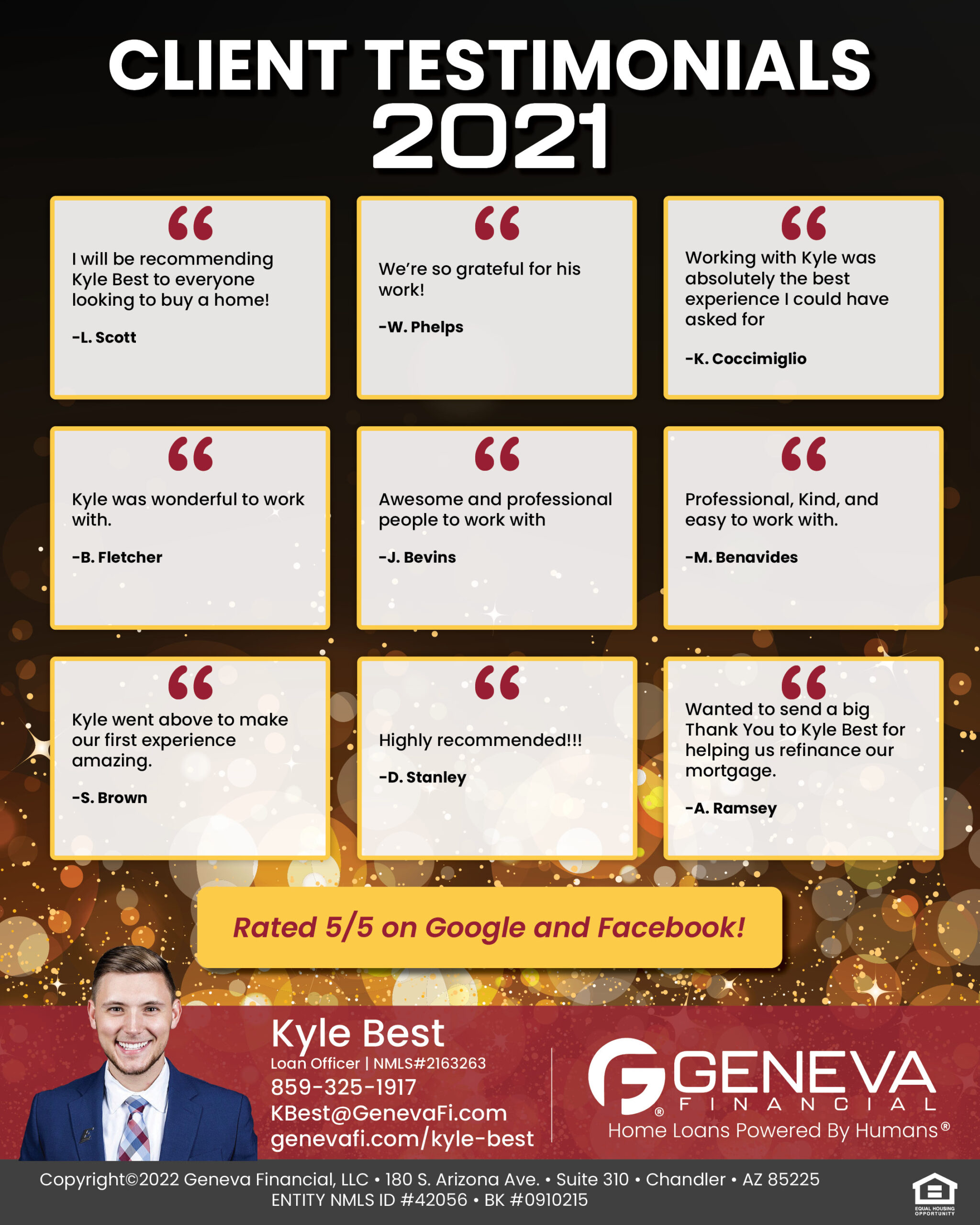 5 Star Reviews for Kyle Best, Licensed Mortgage Loan Officer with Geneva Financial, Lexington, Kentucky – Home Loans Powered by Humans®.