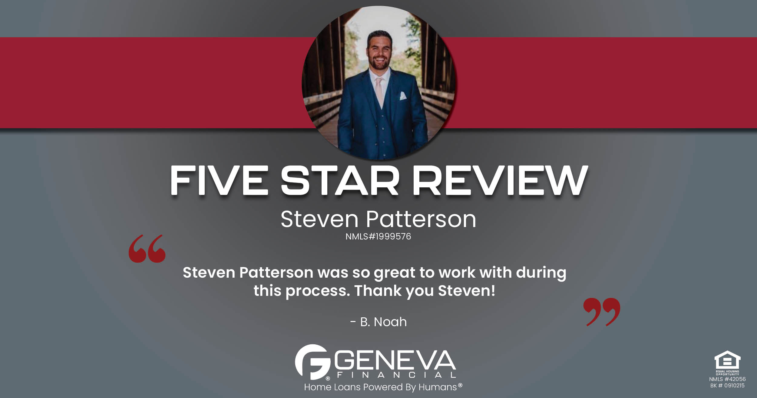5 Star Review for Steven Patterson, Licensed Mortgage Loan Officer with Geneva Financial, Beaverton, OR – Home Loans Powered by Humans®.