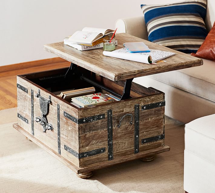 Kaplan Reclaimed Wood Lift-Top Coffee Table 