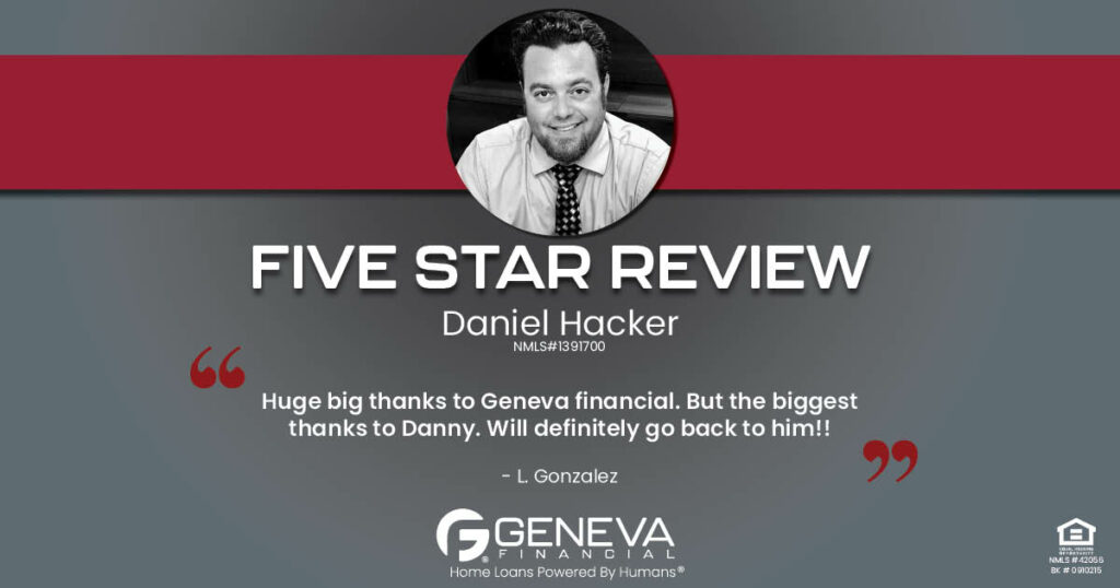 5 Star Review for Daniel Hacker, Licensed Mortgage Loan Officer with Geneva Financial, Longwood, FL – Home Loans Powered by Humans®.