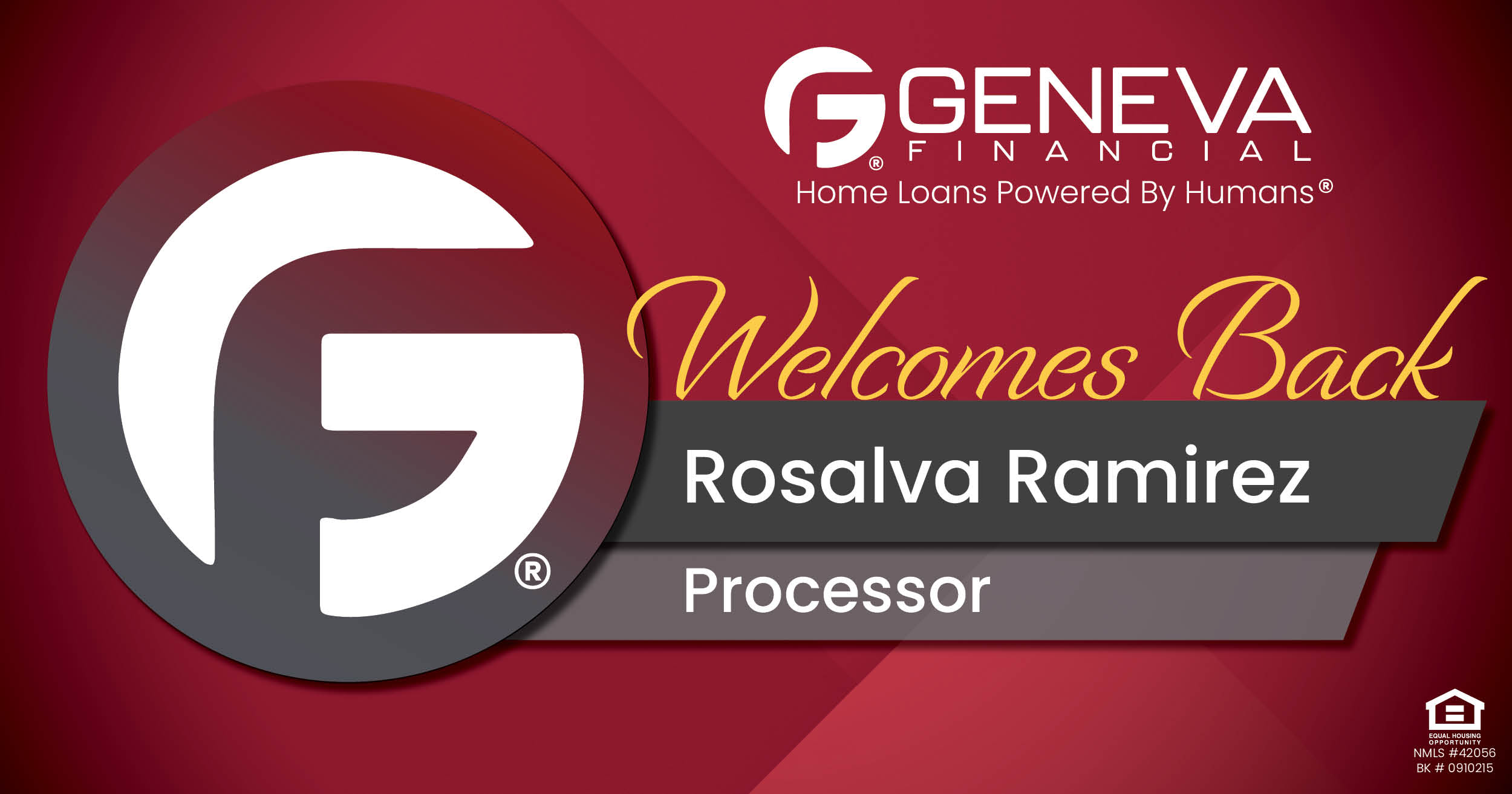 Geneva Financial Welcomes Back Processor Rosalva Ramirez to Yuma, AZ – Home Loans Powered by Humans®.