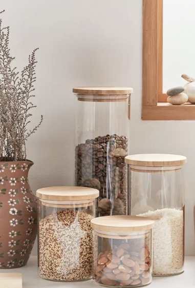 Bamboo and Glass Jar Set