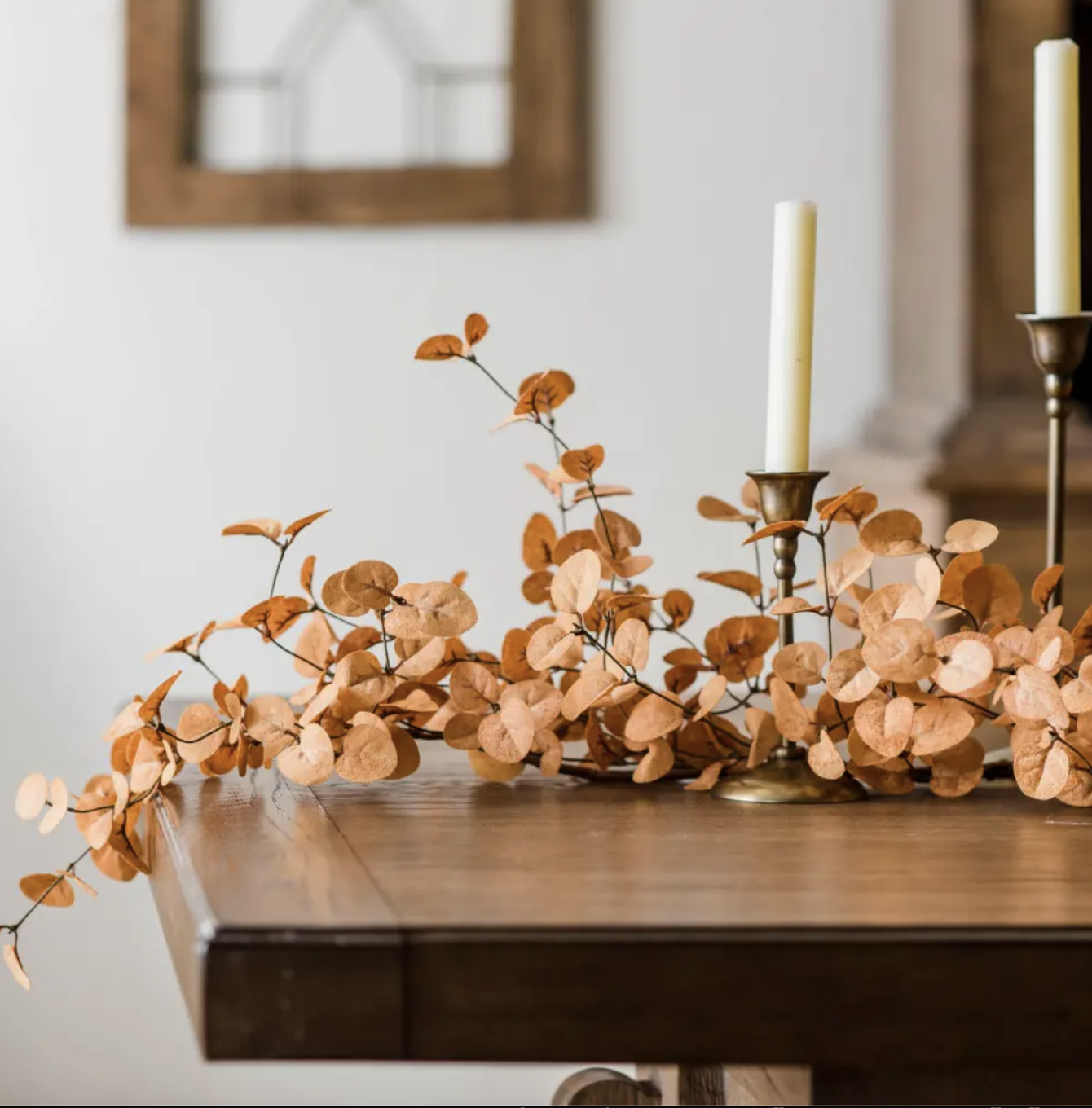 Fill your home with the warm colors of nature with this Light Sienna Eucalyptus Garland.