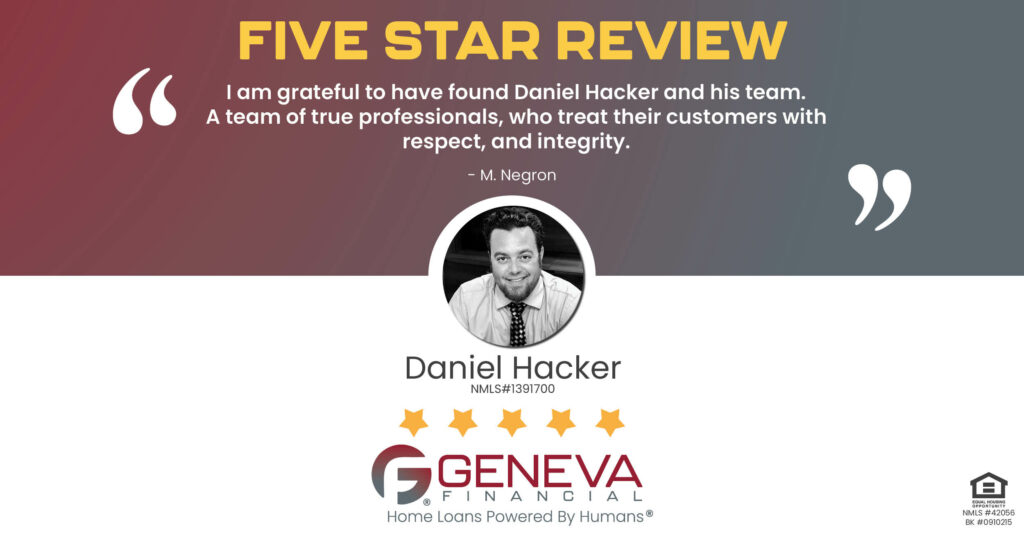 5 Star Review for Daniel Hacker, Licensed Mortgage Loan Officer with Geneva Financial, Longwood, FL – Home Loans Powered by Humans®.