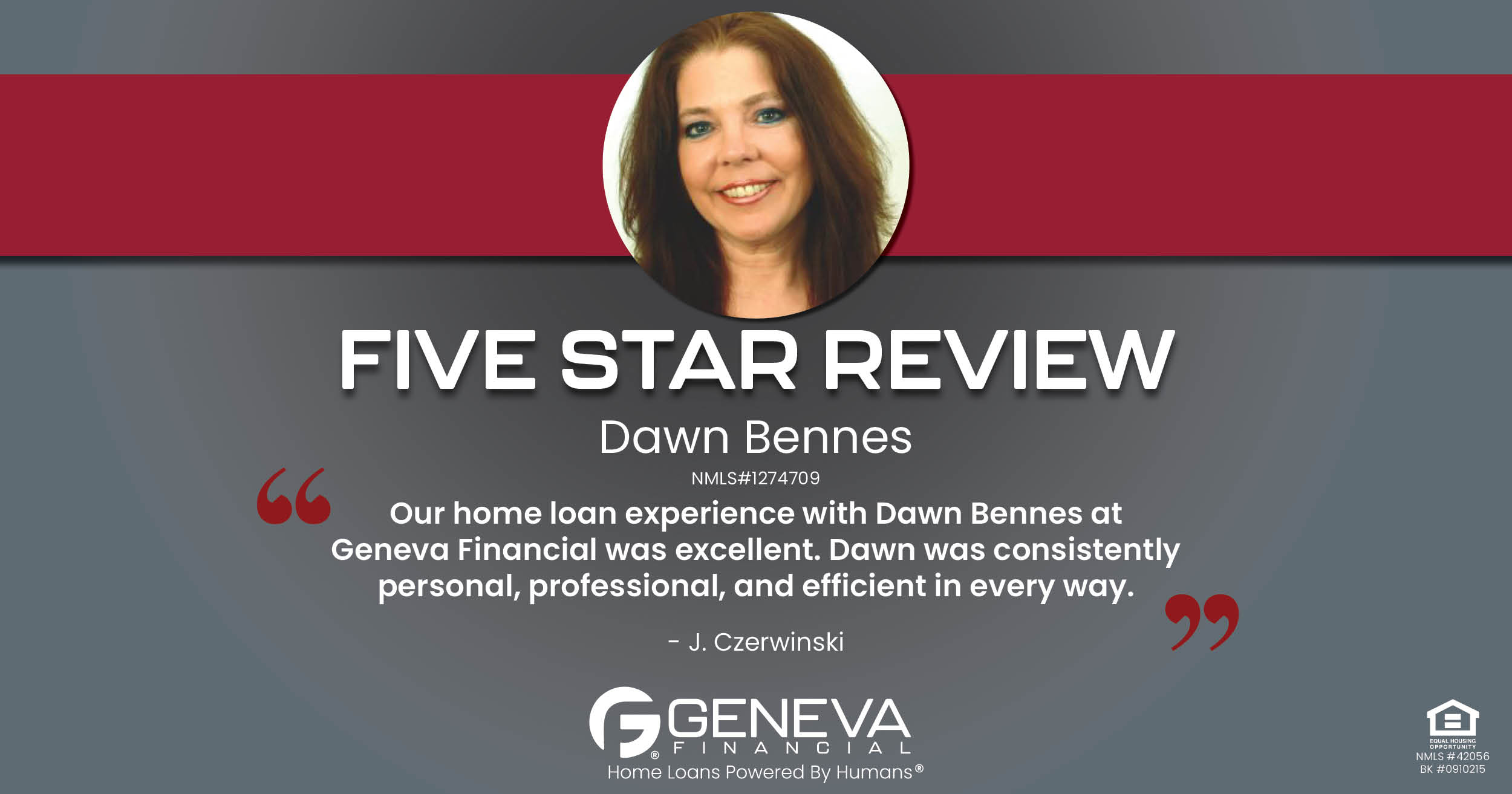 5 Star Review for Dawn Bennes, Licensed Mortgage Branch Manager with Geneva Financial, Winter Garden, FL – Home Loans Powered by Humans®.