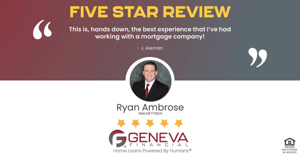 5 Star Review for Ryan Ambrose, Licensed Mortgage Branch Sales Manager with Geneva Financial, Brunswick, Ohio – Home Loans Powered by Humans®.