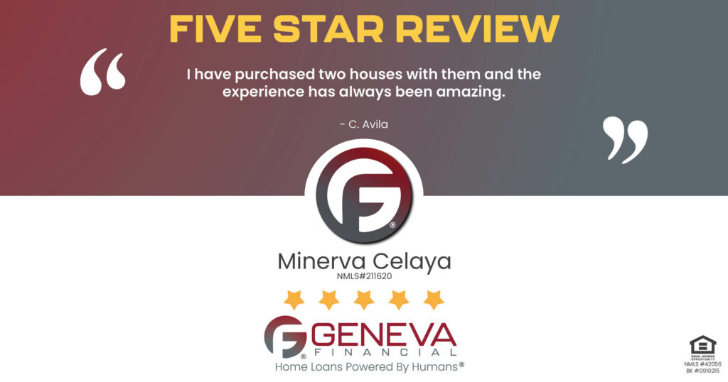 5 Star Review for Minerva Celaya, Licensed Sr. Mortgage Loan Officer with Geneva Financial, Yuma, AZ – Home Loans Powered by Humans®.