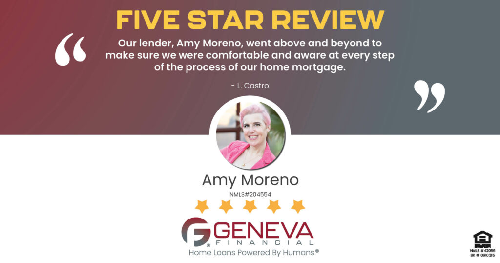 5 Star Review for Amy Moreno, Licensed Mortgage Loan Officer with Geneva Financial, Sierra Vista, Arizona – Home Loans Powered by Humans®.