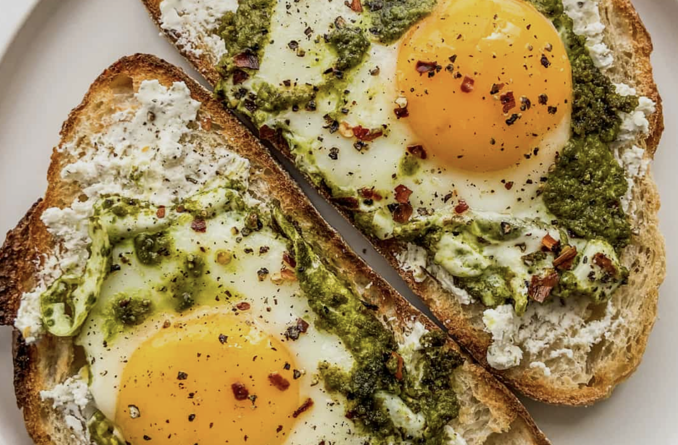 Pesto Eggs and Toast