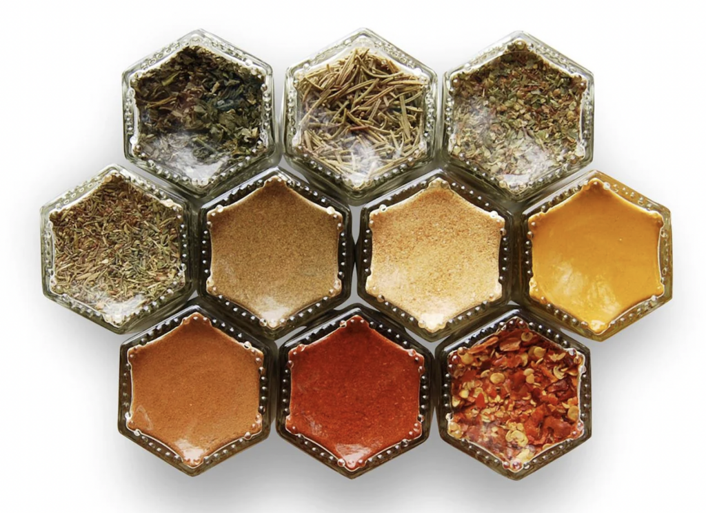 Gneiss Spice Large Empty Magnetic Spice Jars | Create A DIY Hanging Spice Rack on Your Fridge | Includes Hexagon Glass Jars, Magnetic Lids + Spice