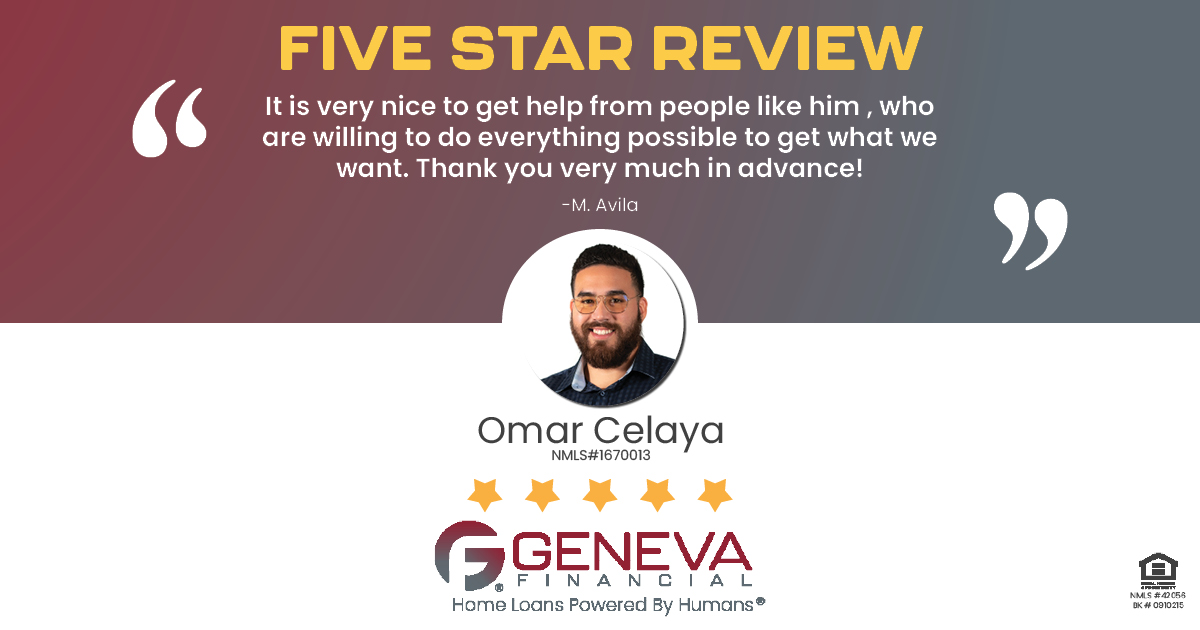 5 Star Review for Omar Celaya, Licensed Mortgage Loan Officer with Geneva Financial, Yuma, AZ – Home Loans Powered by Humans®.