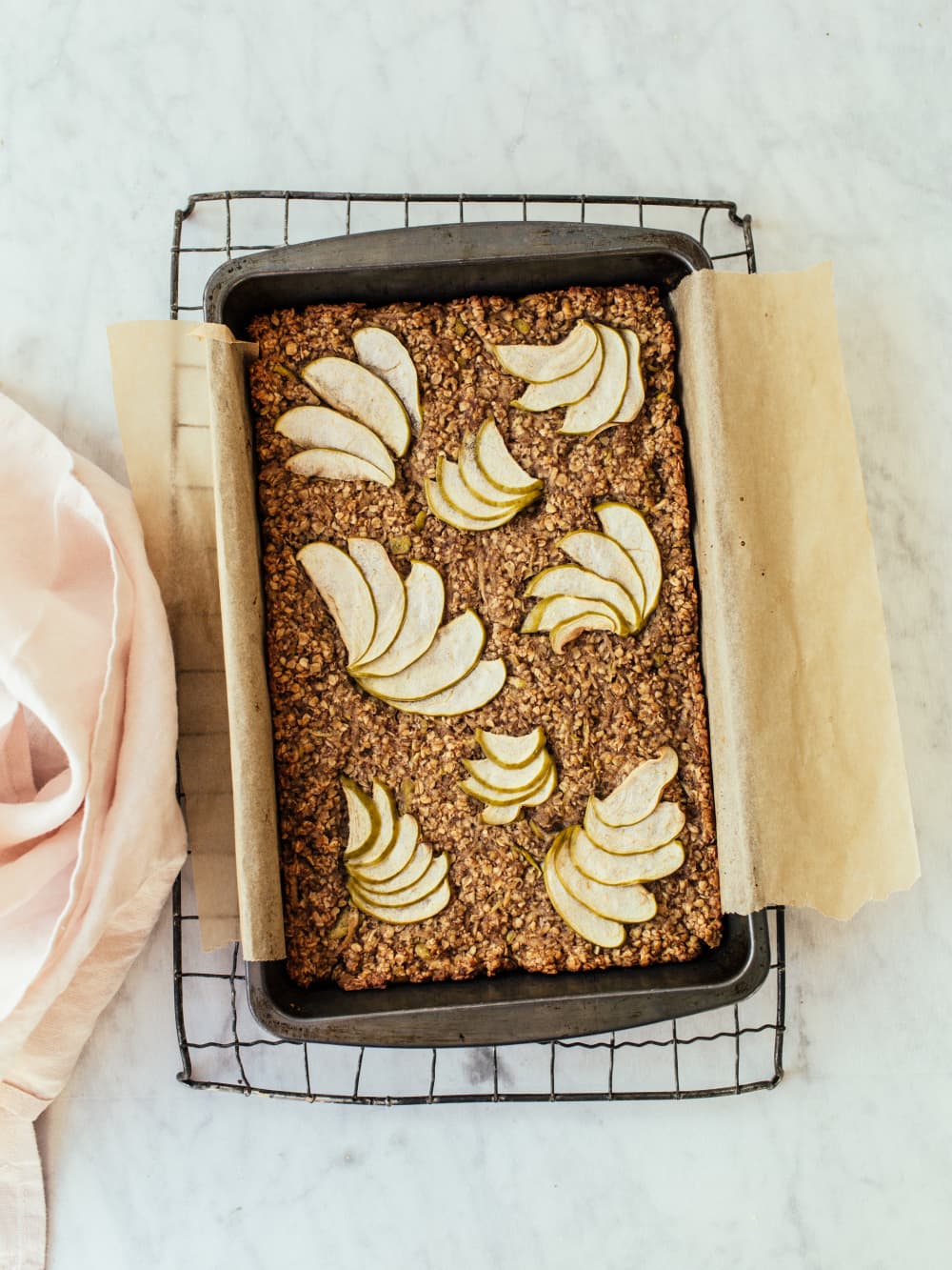 Apple pie granola bars in pan
