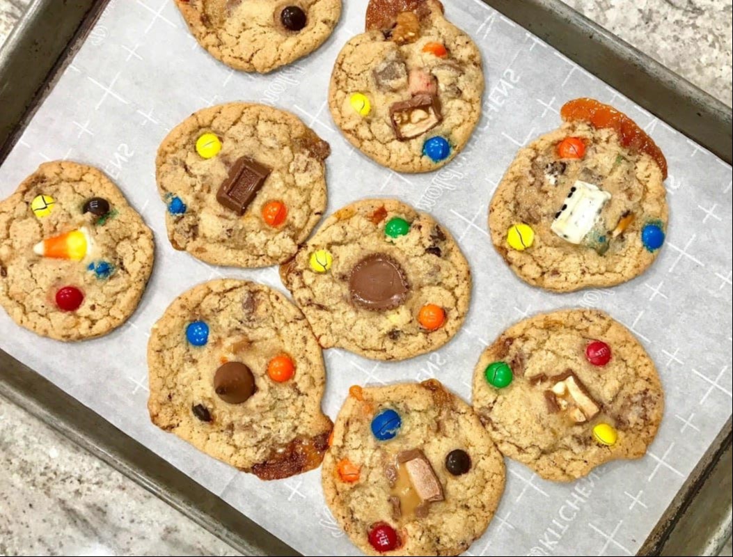 Tray of Halloween candy cookie dough