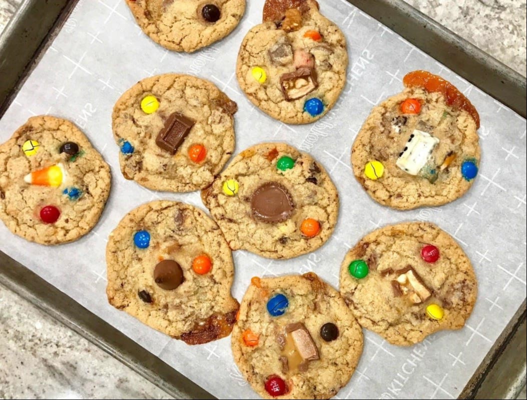 Leftover Halloween Candy Cookie Dough - The BakerMama