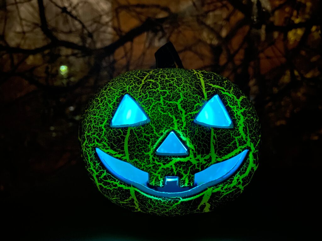 LED pumpkin in a night.