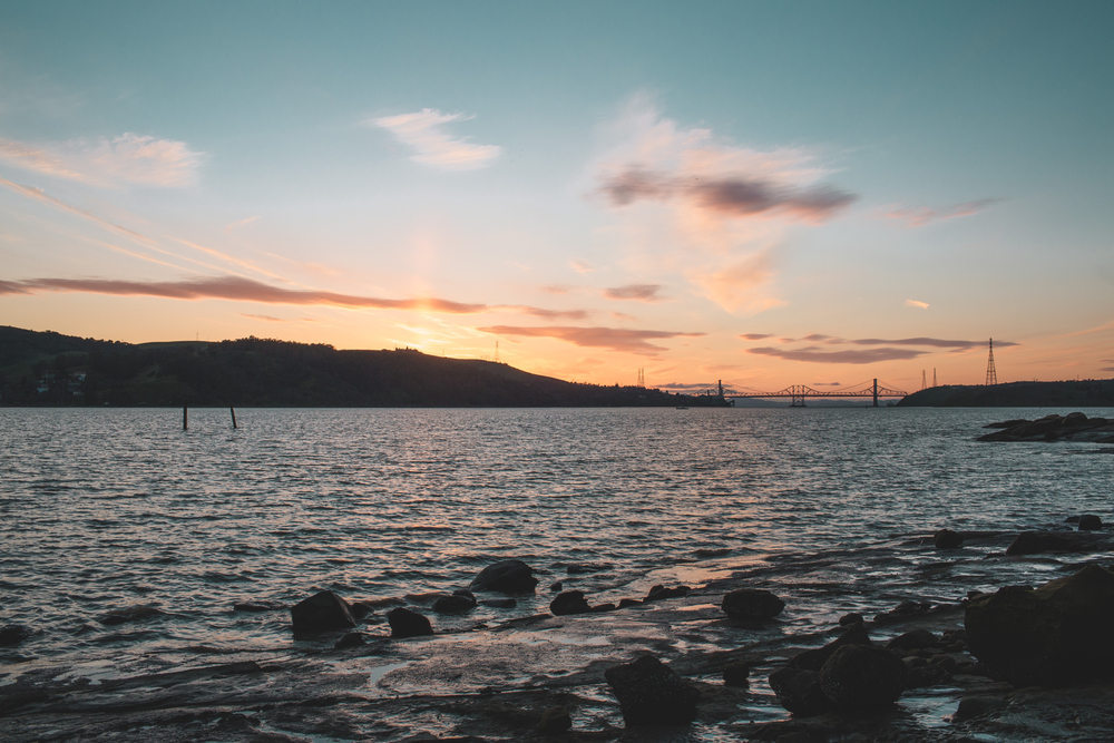 Sunset over the Carquinez Strait just after the sun disappeared