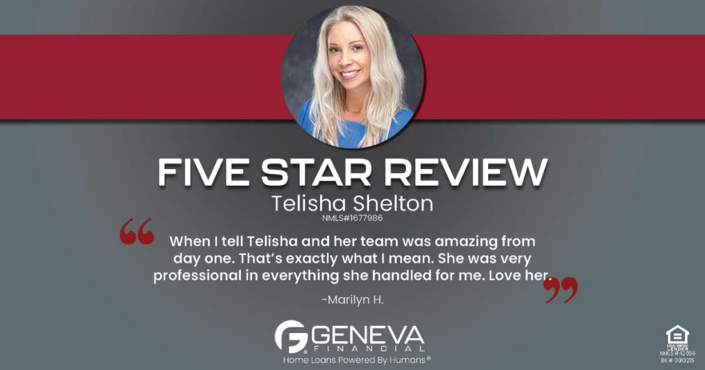 5 Star Review for Telisha Shelton, Licensed Mortgage Loan Officer with Geneva Financial, Tupelo, Mississippi – Home Loans Powered by Humans®.