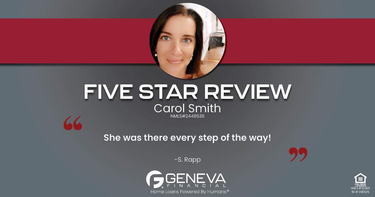 5 Star Review for Carol Smith, Licensed Mortgage Loan Officer with Geneva Financial, Richmond, Kentucky – Home Loans Powered by Humans®.