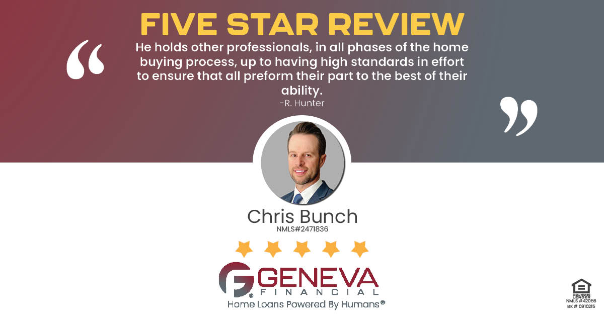 5 Star Review for Chris Bunch, Licensed Mortgage Loan Officer with Geneva Financial, Knoxville, TN – Home Loans Powered by Humans®.