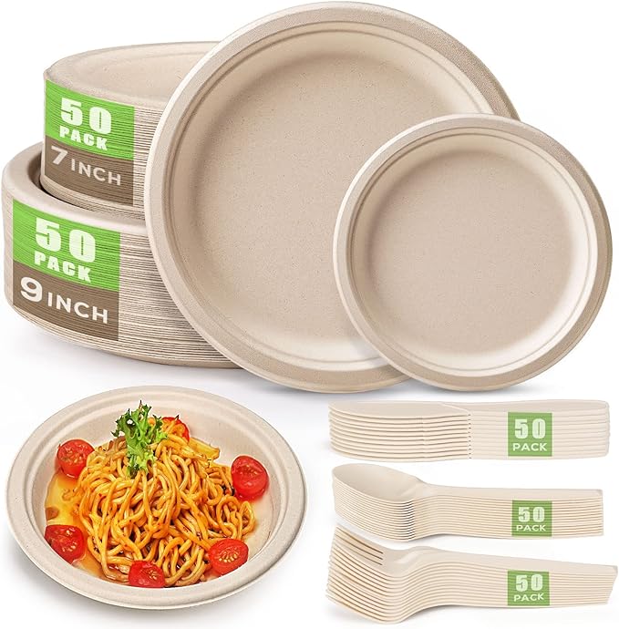 Disposable paper plate set