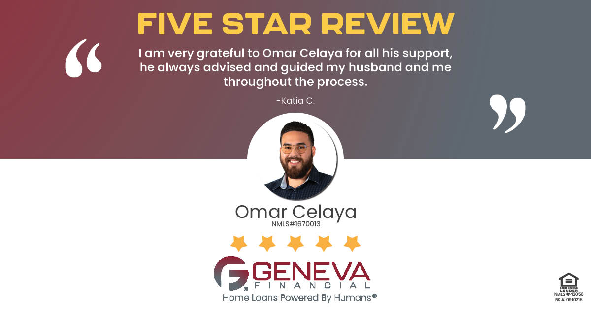 5 Star Review for Omar Celaya, Licensed Mortgage Loan Officer with Geneva Financial, Yuma, AZ – Home Loans Powered by Humans®.