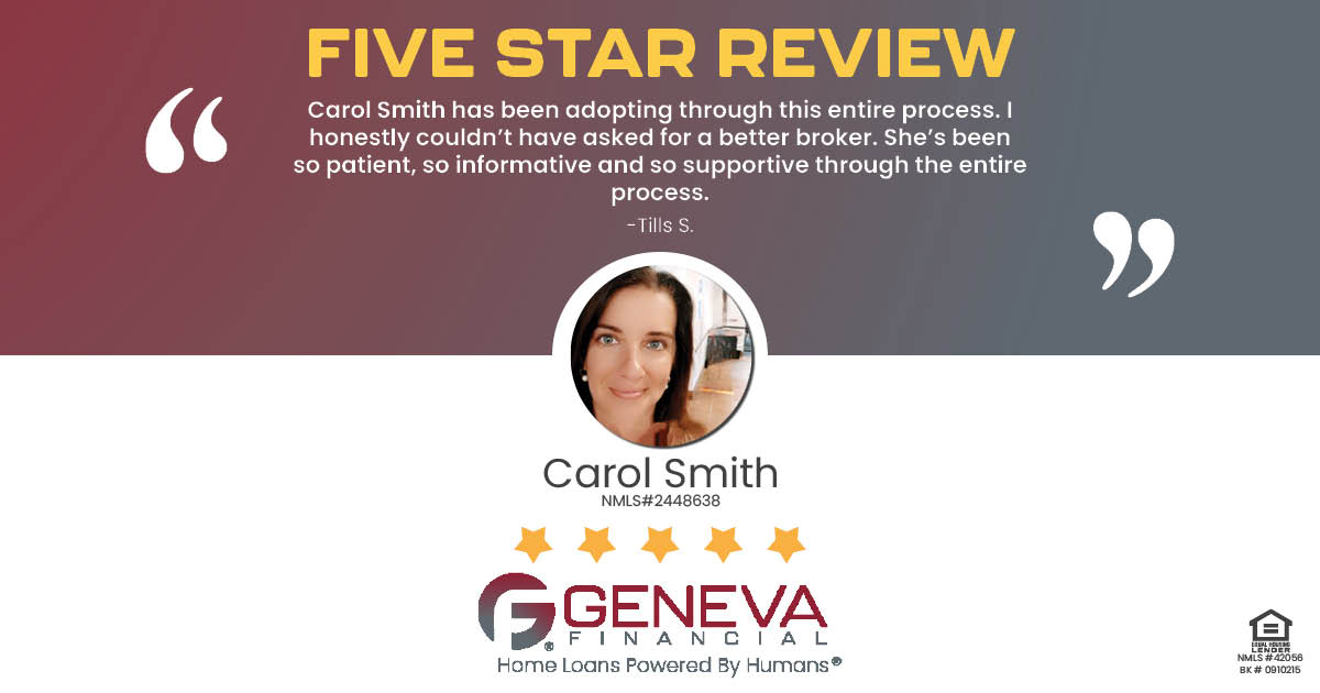 5 Star Review for Carol Smith, Licensed Mortgage Loan Officer with Geneva Financial, Richmond, Kentucky – Home Loans Powered by Humans®.