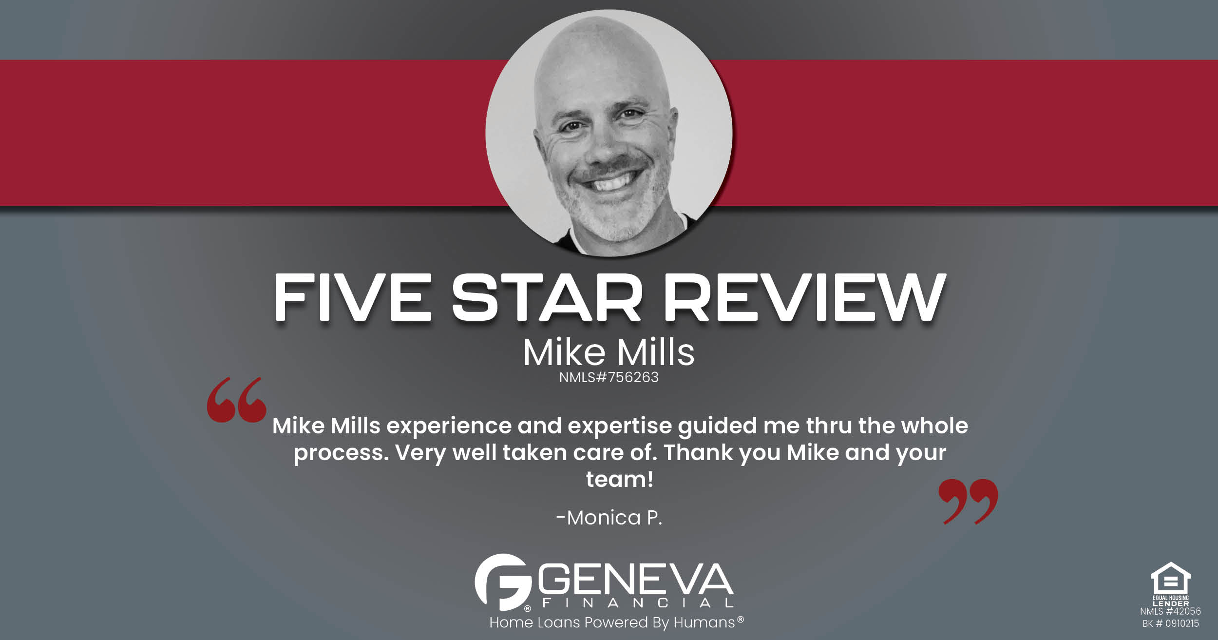 5 Star Review for Mike Mills, Licensed Mortgage Loan Officer with Geneva Financial, Mansfield, TX – Home Loans Powered by Humans®.