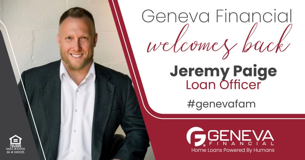 Geneva Financial Welcomes New Loan Officer Jeremy Paige to Lexington, Kentucky – Home Loans Powered by Humans®.