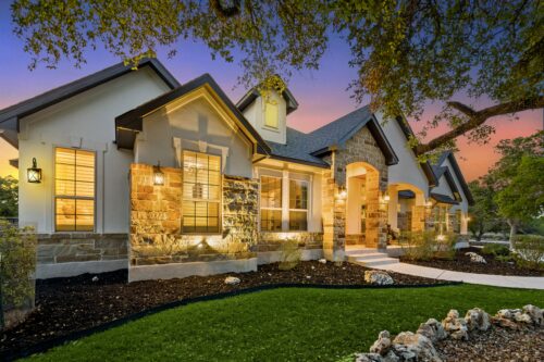 An American home at sunset