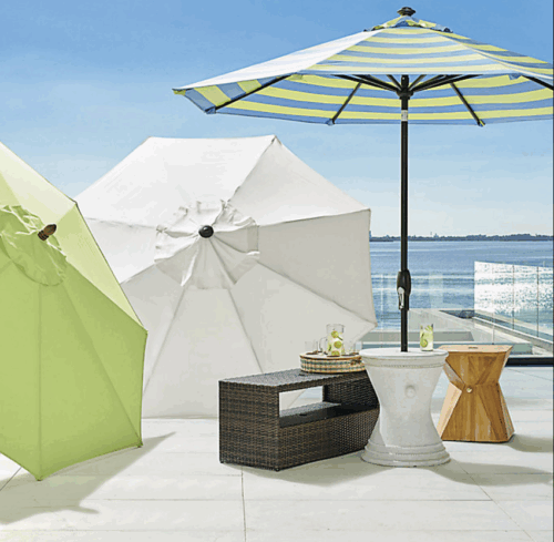Outdoor striped umbrella