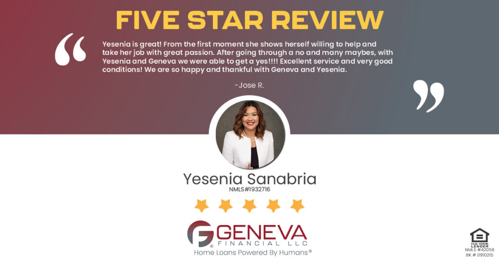 Yesenia is great! From the first moment she shows herself willing to help and take her job with great passion. After going through a no and many maybes, with Yesenia and Geneva we were able to get a yes!!!! Excellent service and very good conditions! We are so happy and thankful with Geneva and Yesenia.