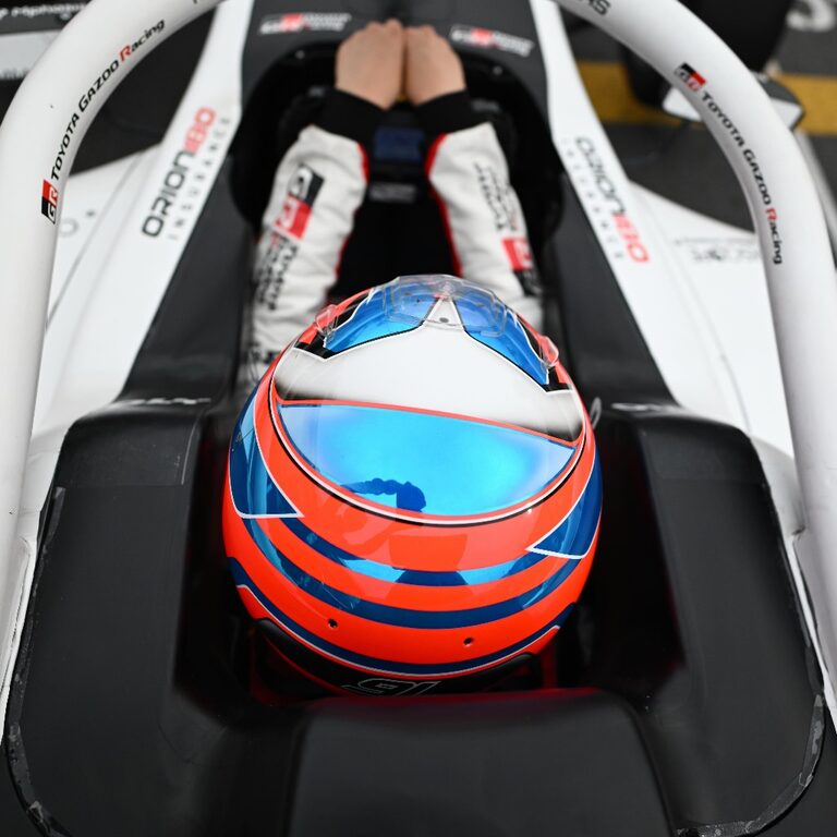 Kaylee Countryman in F1 Academy race car cockpit from overhead view
